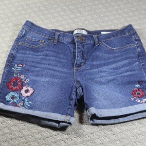 Vintage America Blues Size 6 Embroidered Blue Denim Shorts